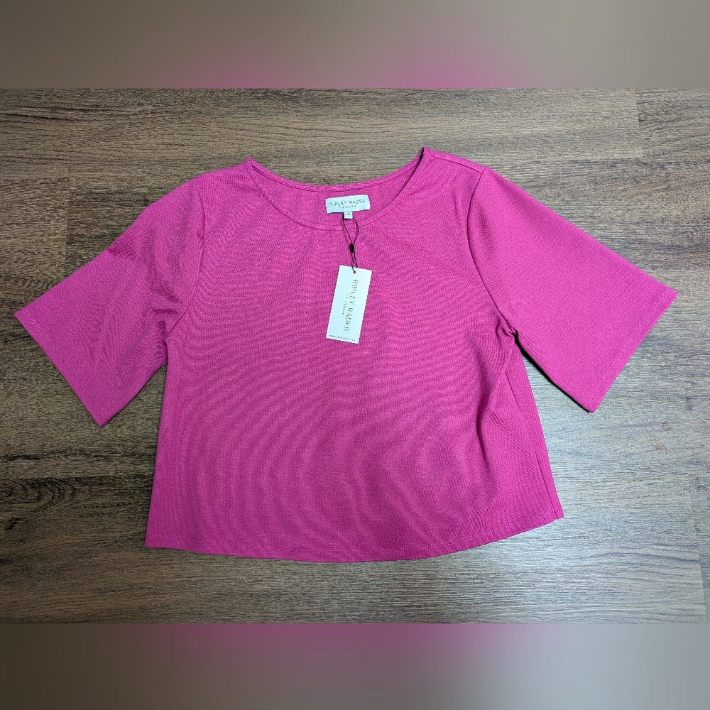 Ripley Rader Ponte Knit Short Sleeve Crop Top Size 3/Medium NWT Fuscia
